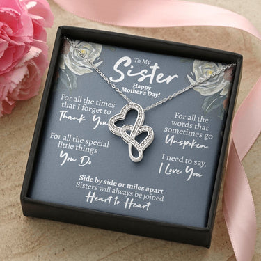 Sister Mothers Day Intertwined Hearts Necklace - Love You This Much